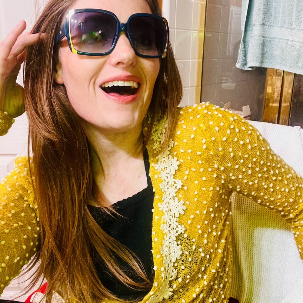 Jessica Simpson Gold and Blue Sunglasses Oversized Chic